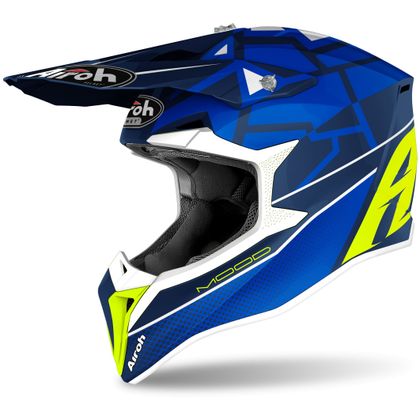 Casco de motocross Airoh WRAAP - MOOD - BLUE GLOSS 2023 - Azul / Blanco