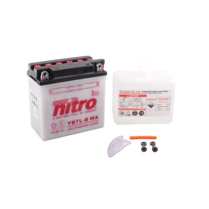 Batería Nitro YB7L-B abierta con pack de ácido Tipo ácido