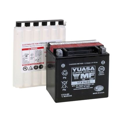 Batería Yuasa YTX14-BS AGM abierta con pack de ácido Tipo ácido
