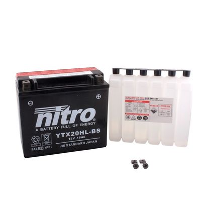 Batería Nitro YTX20HL-BS AGM abierta con pack de ácido H Tipo ácido