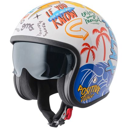 Casque jet GMS RIDE AND SURF - Blanc / Jaune Ref : GMS0119 