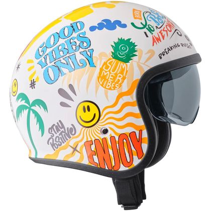 Casque jet GMS RIDE AND SURF - Blanc / Jaune
