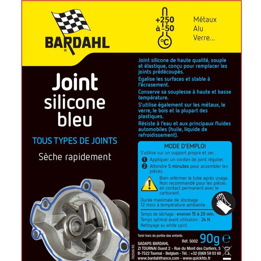 Colle Bardahl JOINT SILICONE BLEU 120GR 1 universel - Motoblouz.com