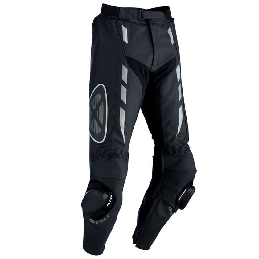 Pantalon Cuir Moto IXON ADDICT – Taille 2XL, Noir Et Blanc, Protection Confort