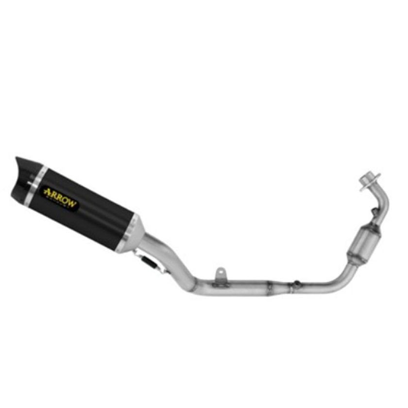 Ligne Complète Arrow échappement Compatible Yamaha MT-07 2021-2023 – Aluminium Noir, Catalyseur, Chicane Amovible – Modèle Thunder
